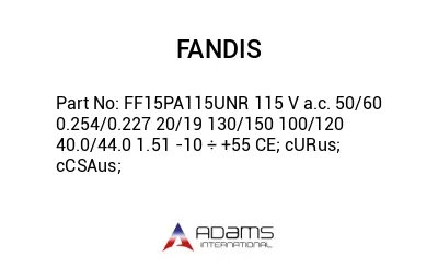 FF15PA115UNR 115 V a.c. 50/60 0.254/0.227 20/19 130/150 100/120 40.0/44.0 1.51 -10 ÷ +55 CE; cURus; cCSAus;